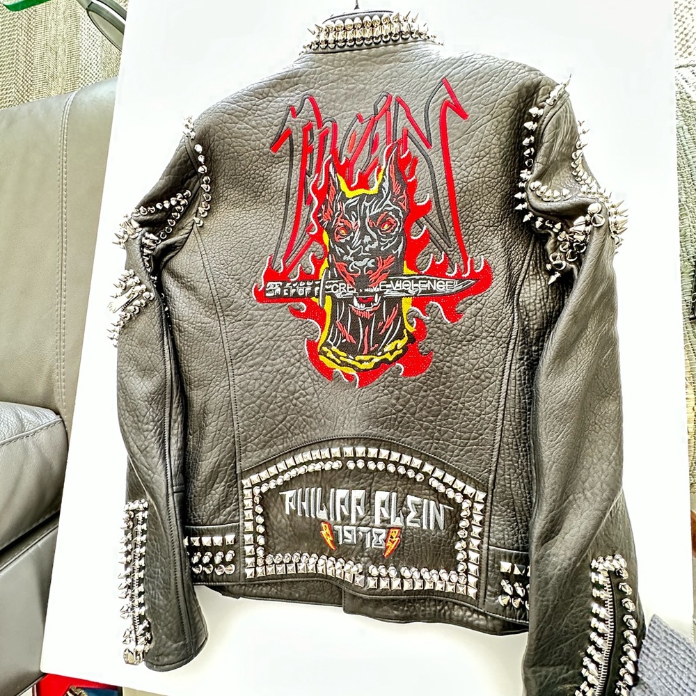 Philipp Plein Men's Biker Studded Jacket Size Medium NEW WITH TAGS - Picture 8 of 11